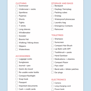 Packing list ready to print